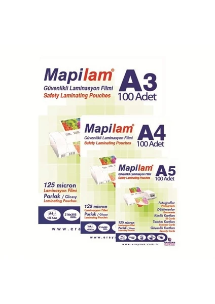 Mapilam 125 Mic Büyük Kimlik 85 x 115mm Parlak Laminasyon Filmi (1021208)