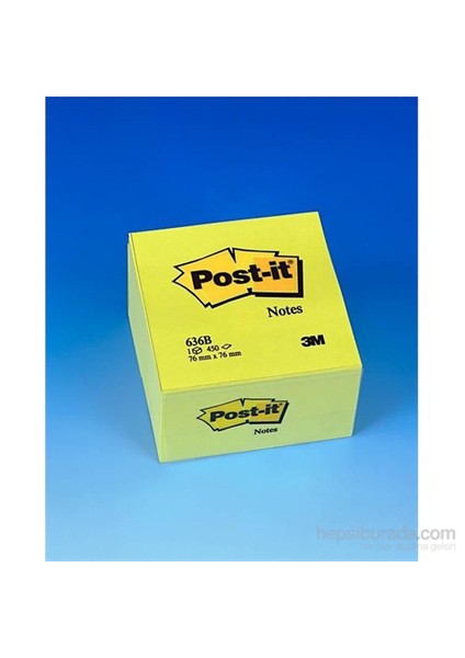 Post-it® Küp Not, Sari, 450 yaprak, 76x76mm