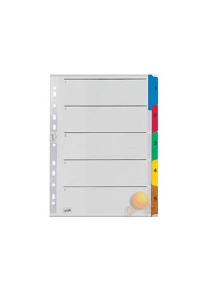 Ayraç (A4/1-5 Rakam/Klasik Renkli)180Gr/M² Karton,Mylar İle Güçlendirilmiş Kulakçıklar Ve Delikler Sv-5523/K