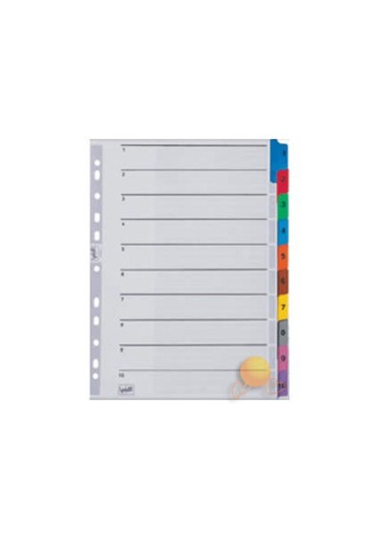 Ayraç (A4/1-10 Rakam/Klasik Renkli)180Gr/M² Karton,Mylar İle Güçlendirilmiş Kulakçıklar Ve Delikler Sv-5524/K