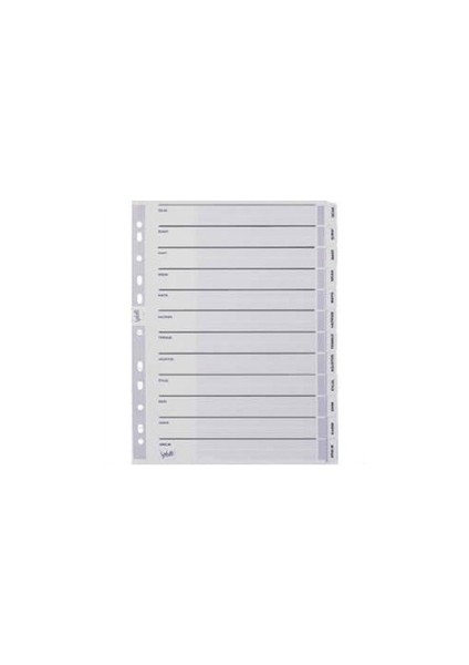 Ayraç (A4/Ocak-Aralık/Şeffaf)180Gr/M² Karton, Sv-5329