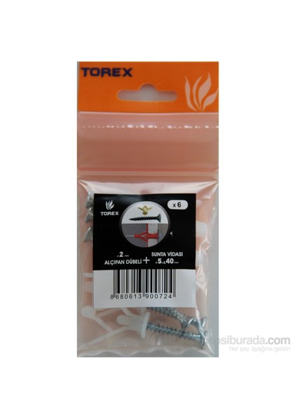 Alçıpan Dübeli 2 Mm+ 5X40 Sunta Vidası 6 Adet