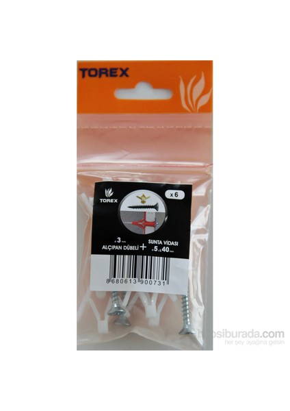 Alçıpan Dübeli 3 Mm+ 5X40 Sunta Vidası 6 Adet