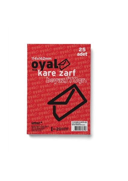 Oyal Zarf Kare 11.4X16.2 70Gr Beyaz Glorya 25 Li