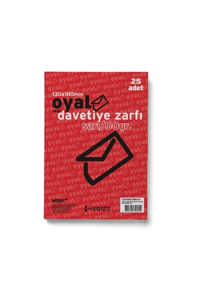 Oyal Davetiye Zarfı 13x18 Sarı 80Gr 25'li