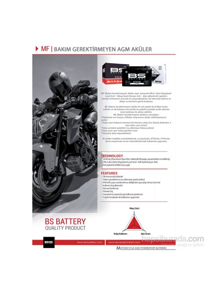 -Battery Btx12- (Ytx12- ) 12V 10Ah 180Cca Agm Bakımsız Motosiklet Aküsü