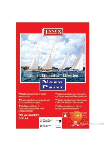 TW-2104 192x59 mm Laser Etiket 100 Ad.