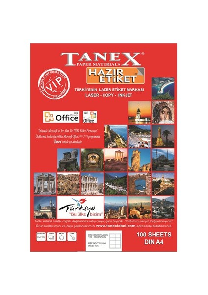 TW-2148 40,6x25,4 mm Laser Etiket 100 Ad. fiyatları