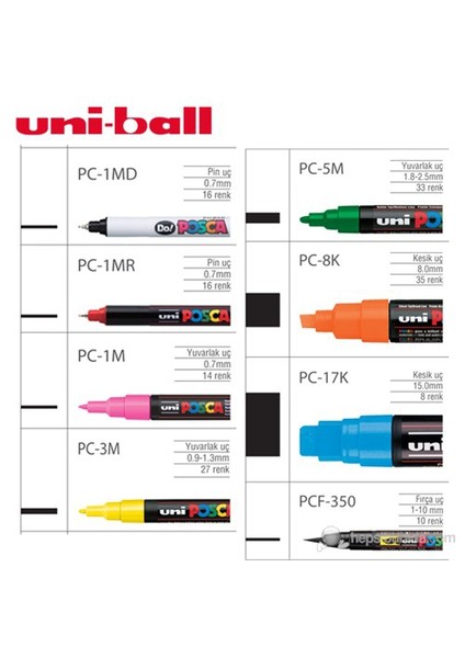 Uni Posca Metalik Renk Boyama Markörü 8K 1'li (PC-8K)