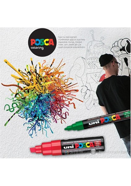 Uni Posca Metalik Renk Boyama Markörü 8K 1'li (PC-8K)