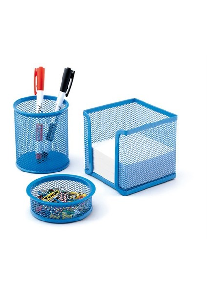 Perfore Üçlü Set Kalemlik, Ataşlık, Küp Blok Bebe Mavi 505 fiyatları