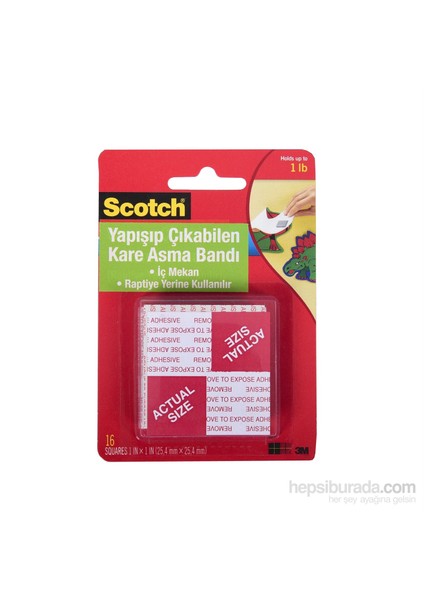 Scotch® Çift Taraflı Yapışıp Çıkabilen Köpük Kareler 16 adet / 2,5x2,5cm