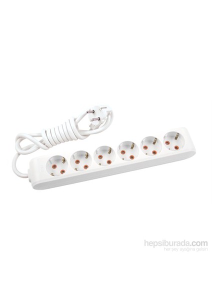 Multi-Let Altılı Priz Topraklı Kablolu Çocuk Korumalı 1 Metre-Beyaz
