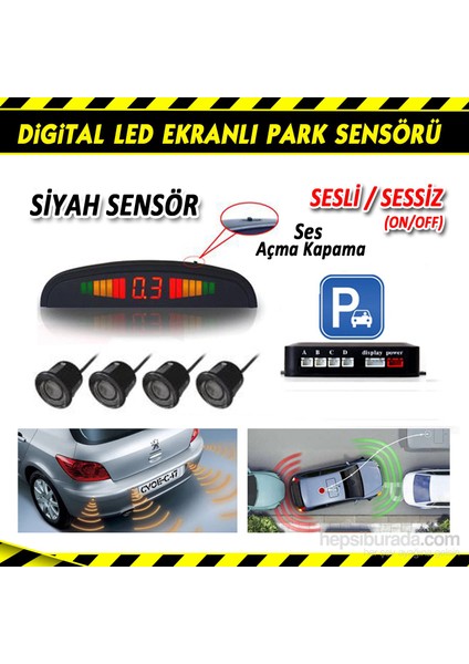 SİYAH Ultra Led Ekranlı Sesli Park Sensörü 3467a