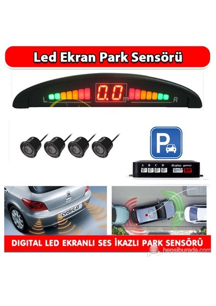 Digital Ekranlı  4 Sensörlü Park Sensörü -3296a