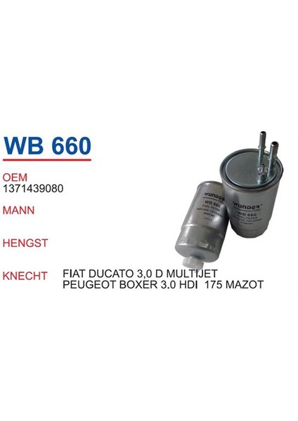 Fıat Ducato 3.0 D Mazot Filtresi Oem No:1371439080
