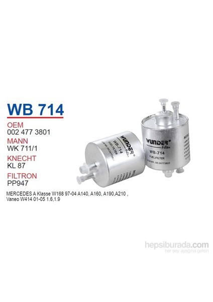 MERCEDES 168 KASA A140 - A160 - 190 - 210 Benzin Filtresi OEM NO:24773801