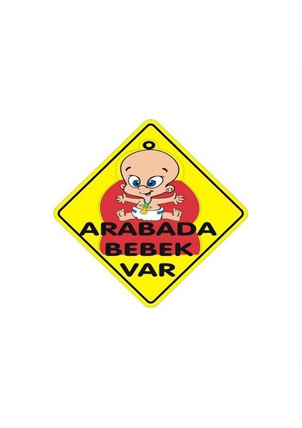 Sticker Master Arabada Bebek Var Sticker -Sarı Yazı Oto Motor Pc Etiket