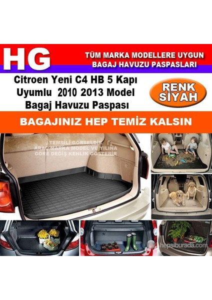 Citroen C4 2010 2013 Siyah Bagaj Havuzu Paspası 38709