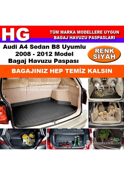 Audi A4 B8 2008 2012 Bagaj Havuzu Paspası Siyah 38594