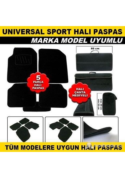 Sport Universal Halı Paspas Siyah Her Araca Uygun 40014