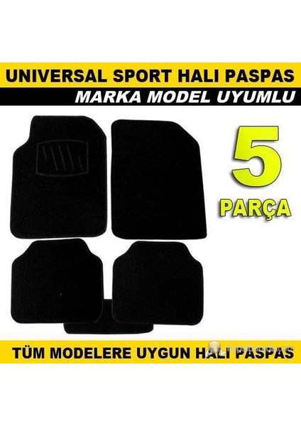 Sport Universal Halı Paspas Siyah 5 Parça 40015