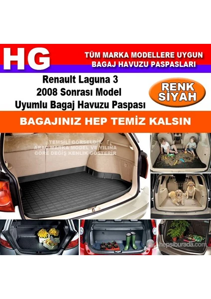 Renault Laguna 3 2008 Sonrası Siyah Bagaj Havuzu Paspası 39059