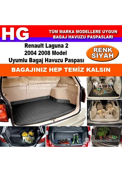 Renault Laguna 2 2004 2008 Siyah Bagaj Havuzu Paspası 39061