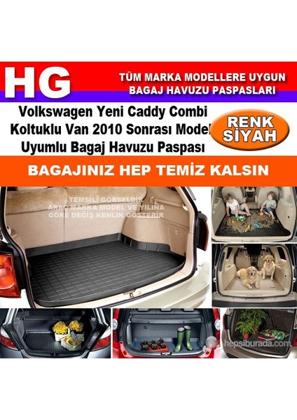 Yeni Caddy Combi 2011 Sonrası Siyah Bagaj Havuzu Paspası 39142