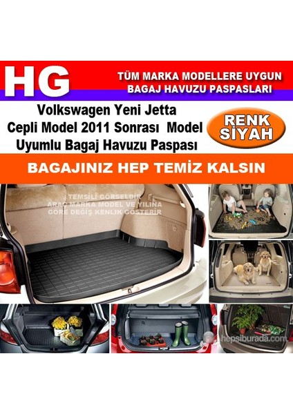 Yeni Jetta Cepli 2011 Sonrası Siyah Bagaj Havuzu Paspası 39149