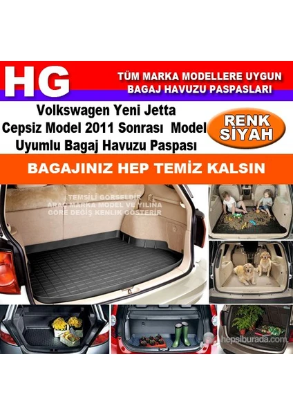 Yeni Jetta Cepsiz 2011 Sonrası Siyah Bagaj Havuzu Paspası 39154