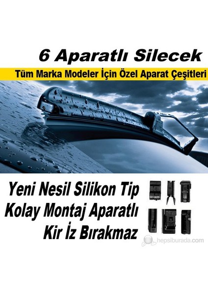 6 Aparatlı Banana Tip Silecek Süpürgesi 650 mm 39401