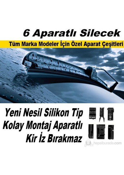 6 Aparatlı Banana Tip Silecek Süpürgesi 380 mm 39411