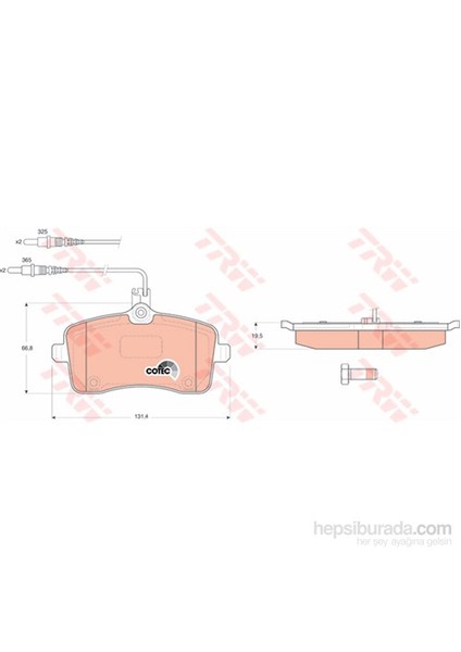 - Fren Balatası Ön İkaz Kablolu (Peugeot :407 1.6Hdı 110 Fap,1.8, 2.0) - Trw Gdb1594