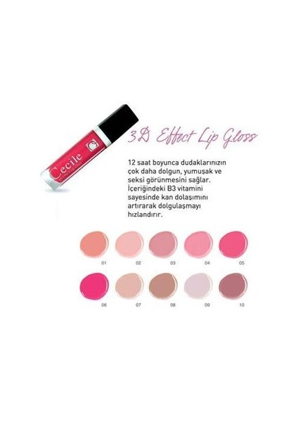 3D Effect Lip Gloss - Dolgunlaştırıcı Fırçalı Parlatıcı