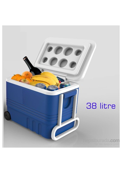 TEKERLEKLİ 38 Litre Polikarbon Buzluk+Termos 948808