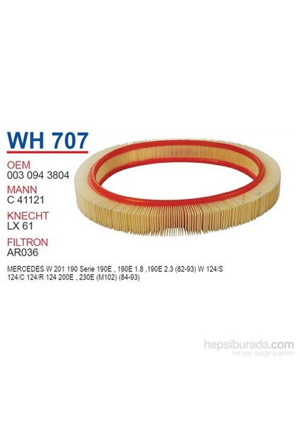 MERCEDES 124 KASA 200 E - 201 KASA 190 E Hava Filtresi OEM NO:30943804