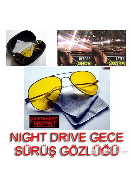 Metal Çerçeve Gece Sürüş Gözlüğü Çanta Ve Bez Hediyeli 9712002