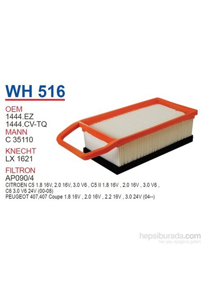 PEUGEOT 407- 1.8-2.0 16V EW10J4-12J4 MOTOR Hava Filtresi OEM NO:1444.CV-TQ
