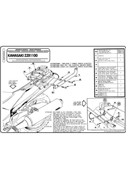 Gıvı 422F Kawasakı Zzr 1100 (93-01) Arka Çanta Tasıyıcı modelleri