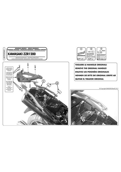 Gıvı 441Fz Kawasakı Zzr 1200 (02-05) Arka Çanta Tasıyıcı modelleri