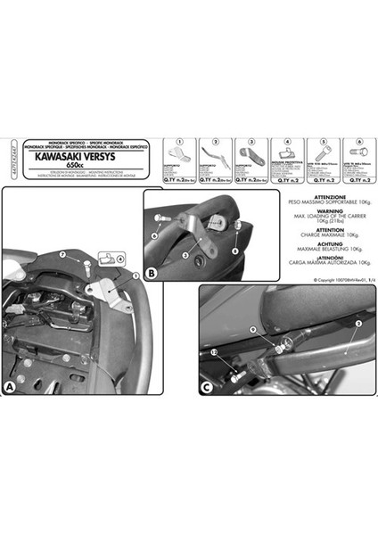 Gıvı 447Fz Kawasakı Versys 650 (06-09) Arka Çanta Tasıyıcı fiyatları