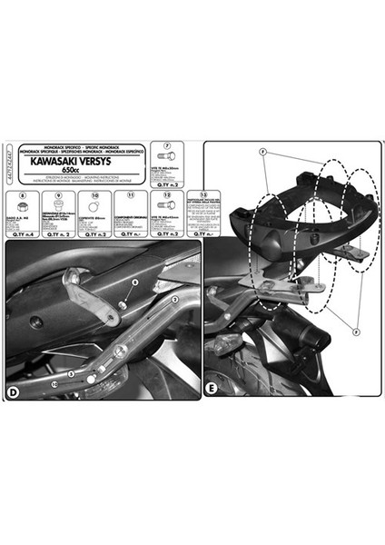 Gıvı 447Fz Kawasakı Versys 650 (06-09) Arka Çanta Tasıyıcı modelleri