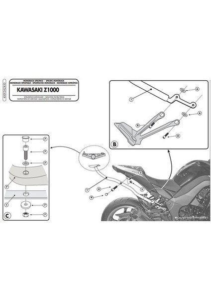 Gıvı 450Fz Kawasakı Z 1000 (10-13) Arka Çanta Tasıyıcı modelleri