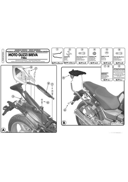 Gıvı 703F Moto Guzzı Breva 750 (03-12) Arka Çanta Tasıyıcı