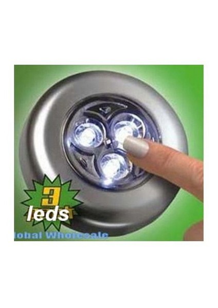 Dokunmatik 3 Led Lamba Yapışkanlı Gümüş 3500601