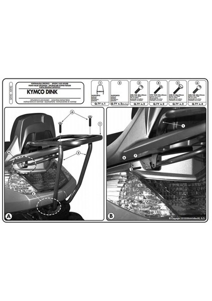 Kr90 Kymco Dınk 125-200I (06-15) Arka Çanta Tasıyıcı modelleri