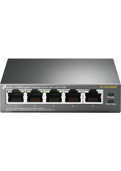 TL-SG1005P, 4 Port PoE Destekli 10/100Mbps Masaüstü 5-Port Gigabit Switch