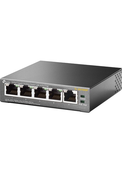 TL-SG1005P, 4 Port PoE Destekli 10/100Mbps Masaüstü 5-Port Gigabit Switch