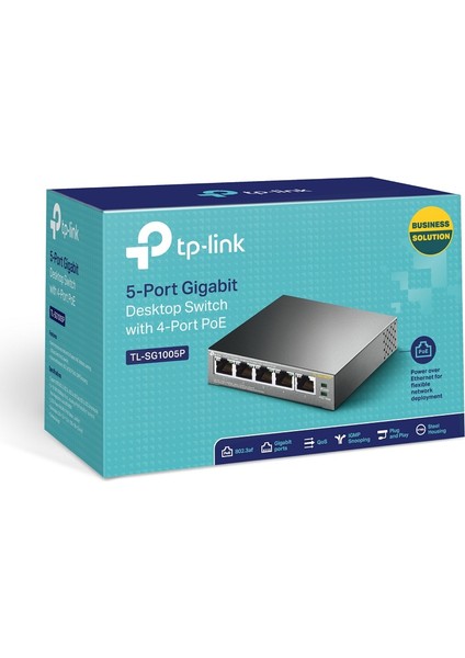 TL-SG1005P, 4 Port PoE Destekli 10/100Mbps Masaüstü 5-Port Gigabit Switch